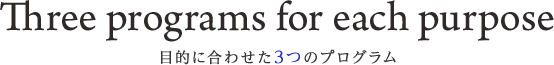 目的に合わせた3つのプログラム